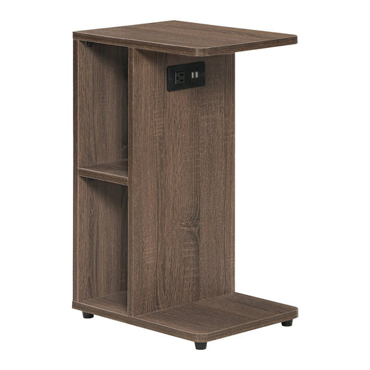Gemma Accent C-Table With Power Ports in Walnut Finish