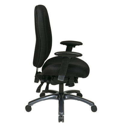 Multi-Function High Back Chair with Seat Slider and Titanium Finish Base