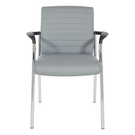 Guest Chair in Charcoal Grey Faux Leather with Chrome Frame, FL38610C-U42