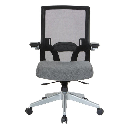 Manager's Chair with Breathable Mesh Back and Charcoal Fabric Seat with a Silver Base. , 867-B26N64R