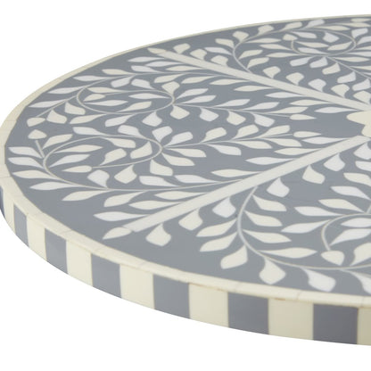 Round Side Table with Mosaic Light Grey and White Top with Black Metal