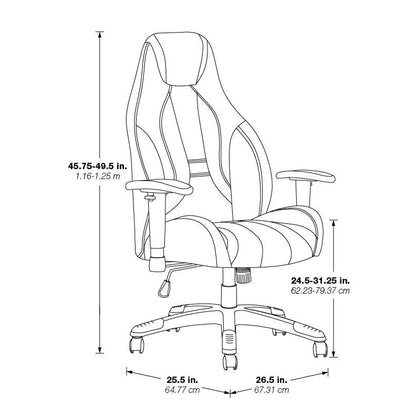 Commander Gaming Chair in Black Faux Leather and Grey Accents, CMD25-GRY