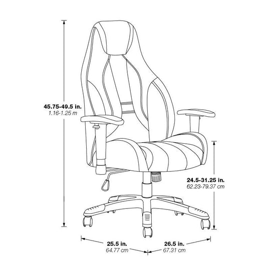 Commander Gaming Chair in Black Faux Leather and Grey Accents, CMD25-GRY