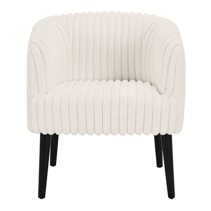 Rachel Accent Chair In White Cord Fur Fabric With Black Legs