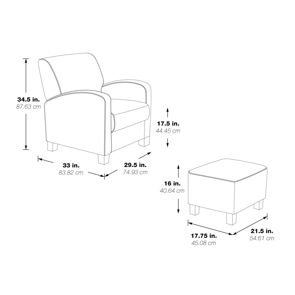 Aiden Chair & Ottoman Herringbone Smoke with Medium Espresso Legs, ADN-H14