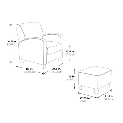 Aiden Chair & Ottoman Herringbone Smoke with Medium Espresso Legs, ADN-H14