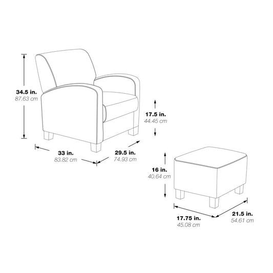 Aiden Chair & Ottoman Herringbone Smoke with Medium Espresso Legs, ADN-H14