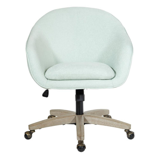 Nora Office Chair in Mint Fabric with Grey Brush Wood Base KD, NRA26-M75