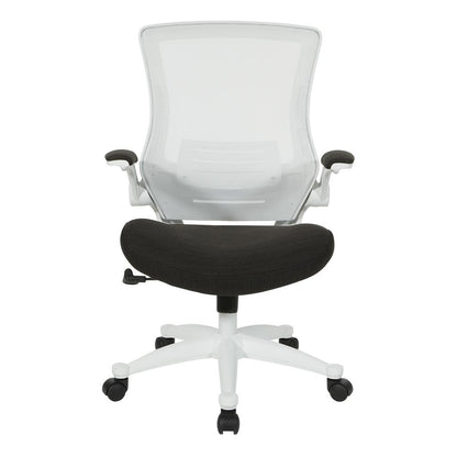 White Screen Back Manager's Chair in Linen Black Fabric, EM60926WH-F23