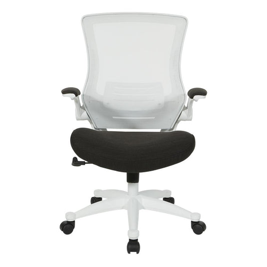 White Screen Back Manager's Chair in Linen Black Fabric, EM60926WH-F23