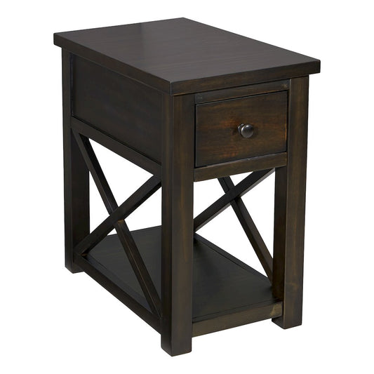 Fairbanks End Table in Mocha with 1 Drawer