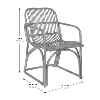Hastings Chair with Brown Stained Rattan Frame and Sled Base ASM, HAS-BRS