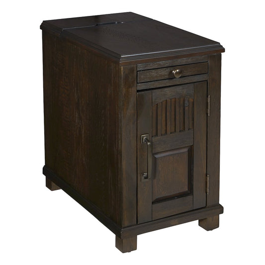Fairbanks Chair Side Table in Walnut with 1 Power Socket plus USB/Jack