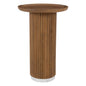 Round Solid Wood Pedestal Fluted Accent Table in Golden Honey Finish