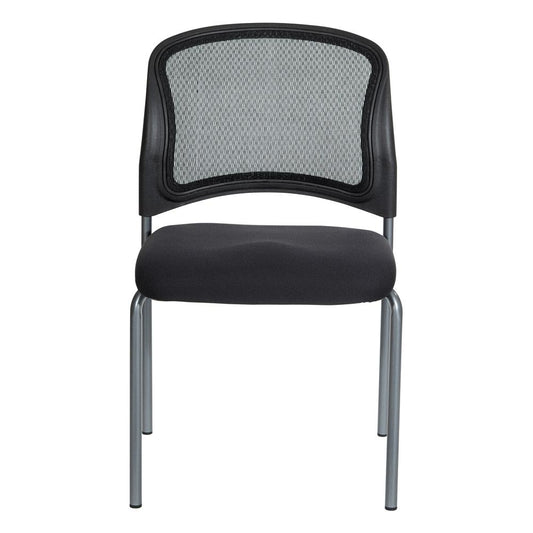 Titanium Finish Black Visitors Chair with ProGrid® Back and Straight Legs. Black Fabric Padded Seat with ProGrid® Back. Sturdy Titanium Finish Straight Legs., 86724R-30