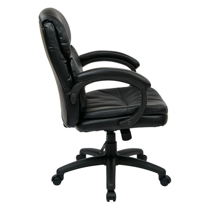 Mid Back Black Bonded Leather Executive Chair with Padded Arms