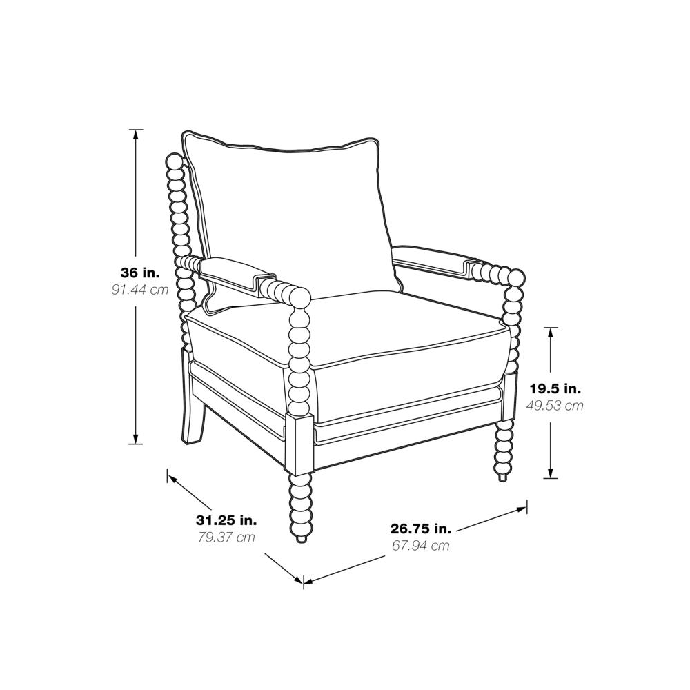 Kaylee Spindle Chair in Smoke Fabric with White Frame, KLE-H14