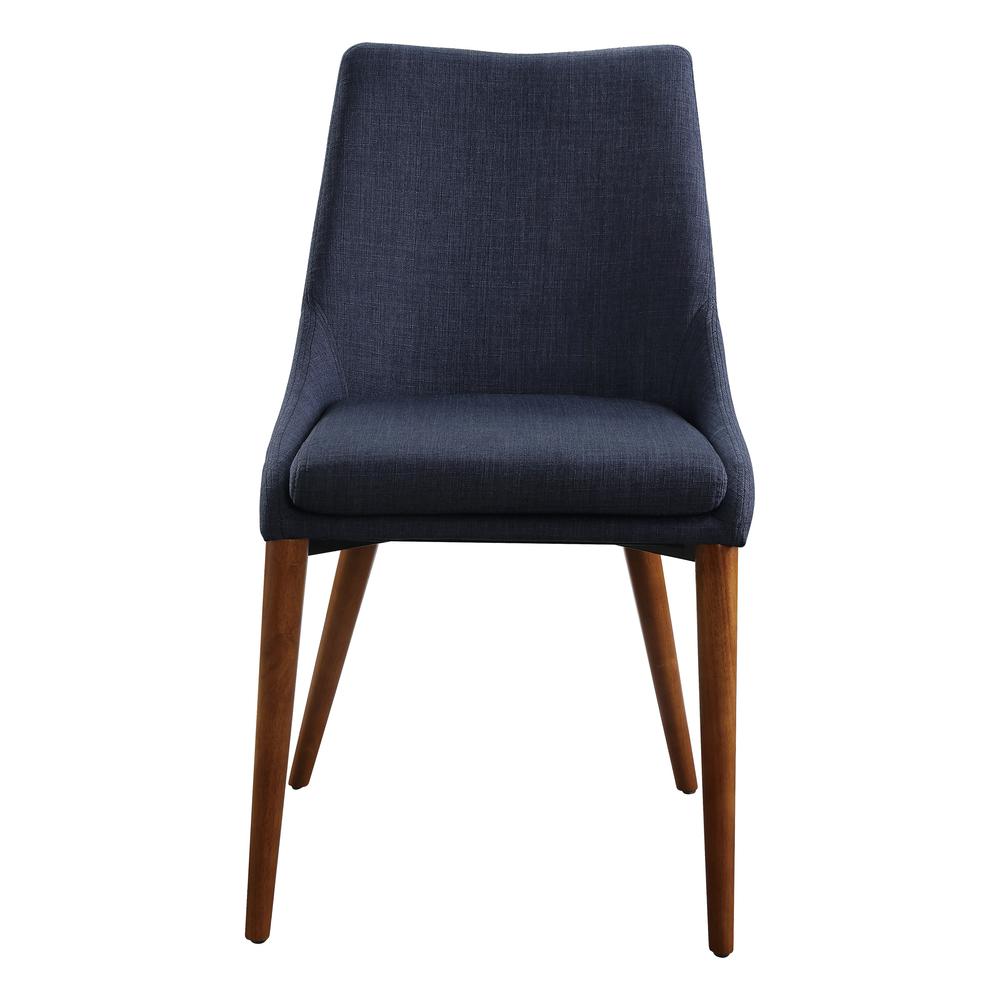 Palmer Mid-Century Modern Fabric Dining Accent Chair in Navy Fabric 2 Pack, PAM2-M19