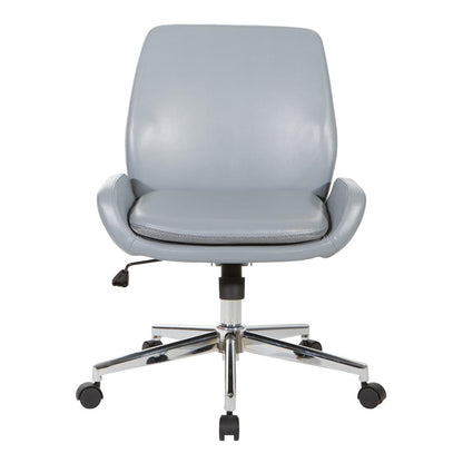 Charcoal Grey Faux Leather Chair with Chrome Finish Base, FL61903C-U42