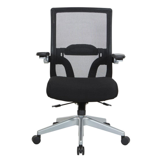 Manager's Chair with Breathable Mesh Back and Black Fabric Seat with a Silver Base. , 867-B36N64R