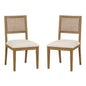 Alaina Cane Back Dining Chair 2 Pack in Linen Fabric with Coastal Wash
