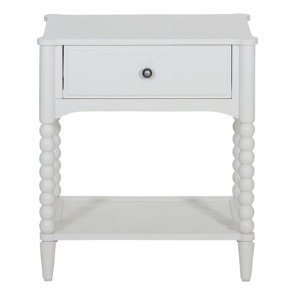 Spindle Single Drawer Night Stand in Sandcastle Antique White Finish