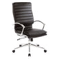 High Back Manager's Faux Leather Chair with Chrome Base, Removable Arm Sleeves