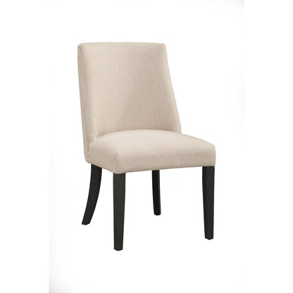 Live Edge Set of 2 Upholstered Parson Chairs, Cream/Black