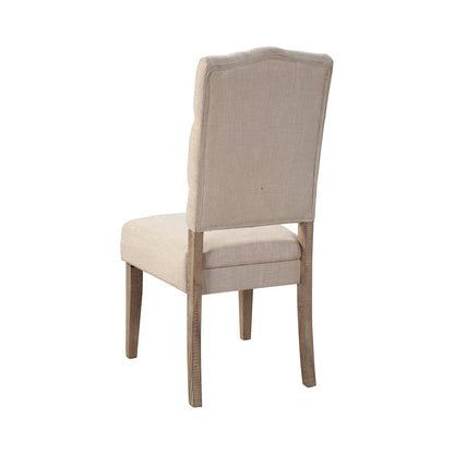 Newberry Set of 2 Button Tufted Parson Chairs, Weathered Natural