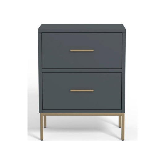 Madelyn Two Drawer Nightstand, Slate Gray