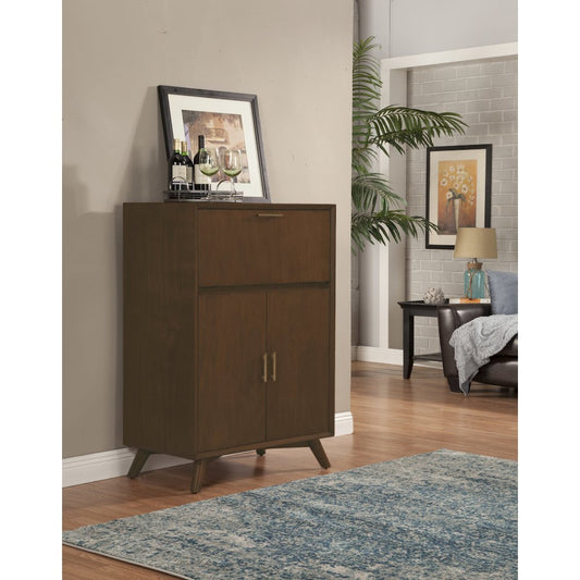 Flynn Large Bar Cabinet w/Drop Down Tray, Walnut