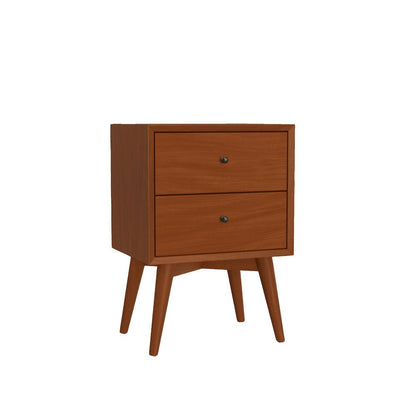 Flynn Mid Century Modern 2 Drawer Nightstand, Acorn