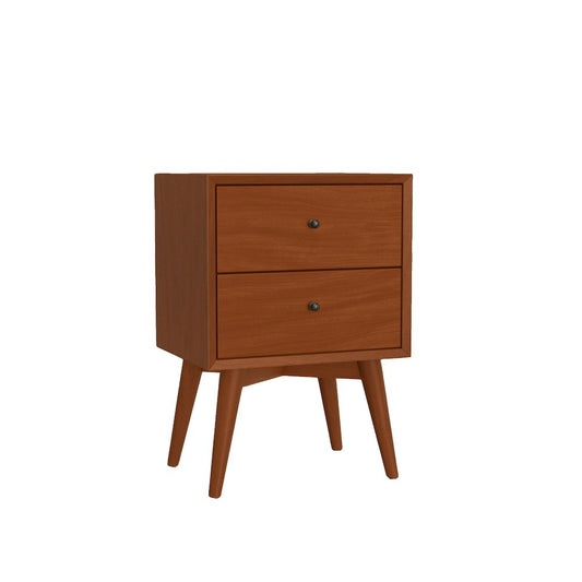Flynn Mid Century Modern 2 Drawer Nightstand, Acorn