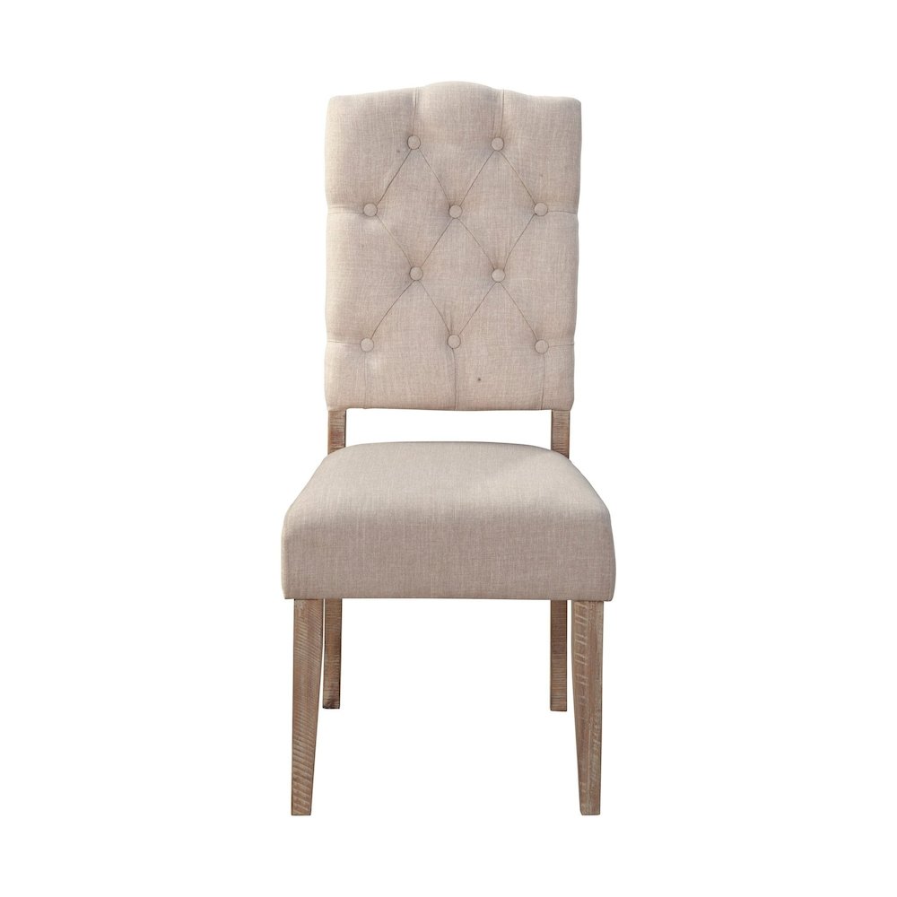 Newberry Set of 2 Button Tufted Parson Chairs, Weathered Natural