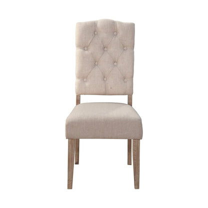 Newberry Set of 2 Button Tufted Parson Chairs, Weathered Natural