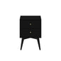 Flynn Mid Century Modern 2 Drawer Nightstand, Black