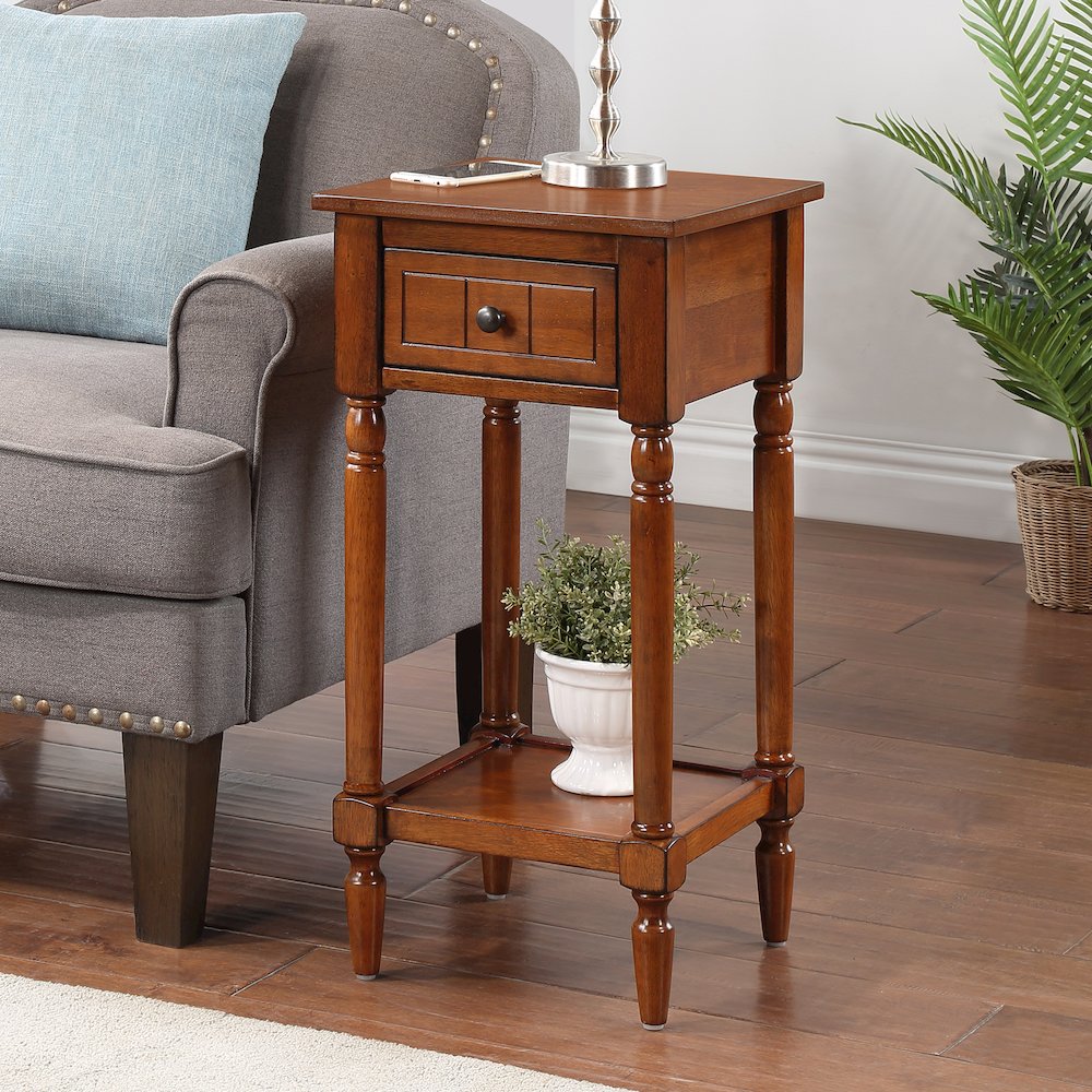 French Country Khloe 1 Drawer Accent Table with Shelf