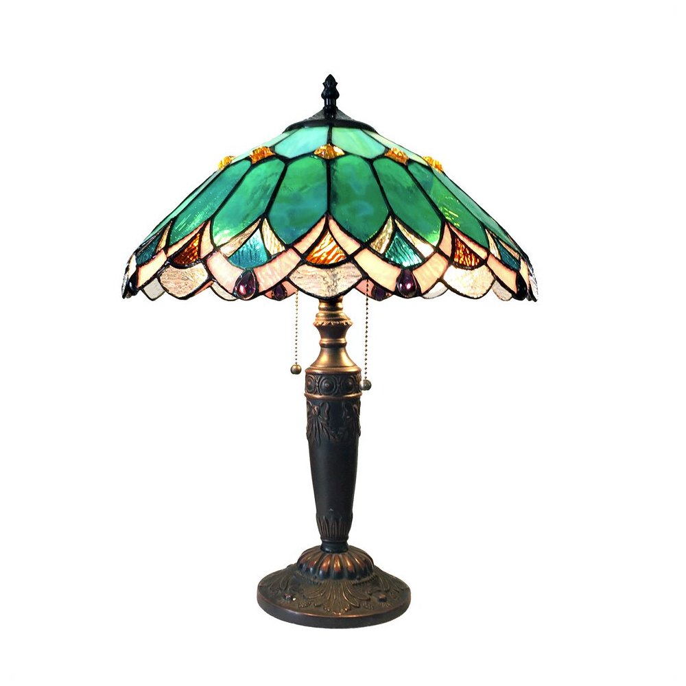 DEMETER Tiffany-style 2 Light Table Lamp 16" Shade