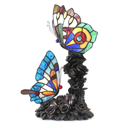 EDITH 2 Tiffany-style 2 Light Butterfly Table Lamp 10" Wide