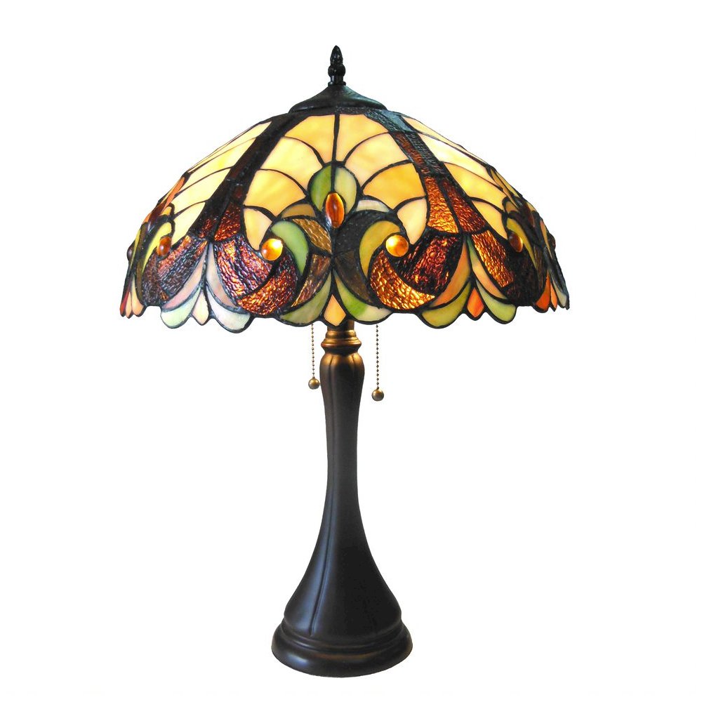 AMOR Tiffany-style 2 Light Victorian Table Lamp 16" Shade
