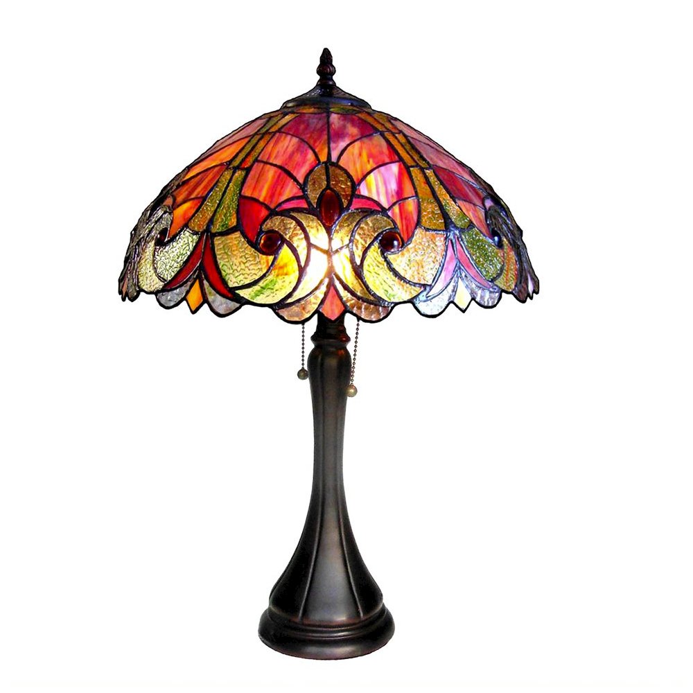 AMOR Tiffany-style 2 Light Victorian Table Lamp 16" Shade