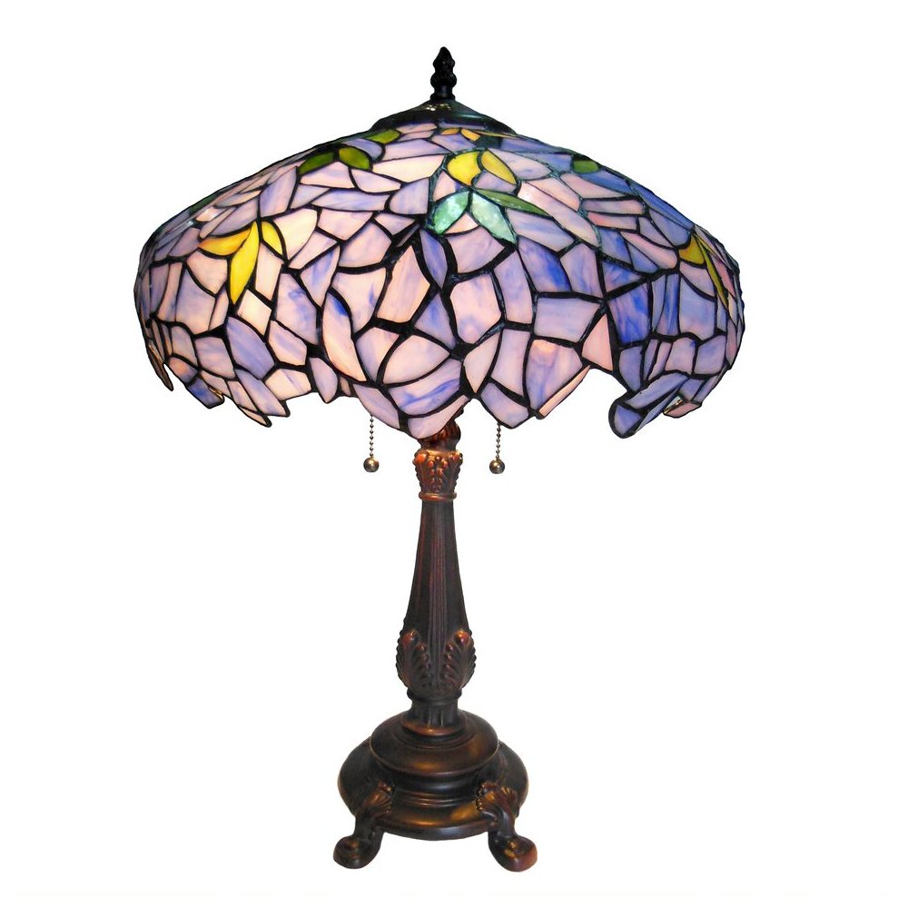 Tiffany-style 2 Light Wisteria Table Lamp 16" Shade