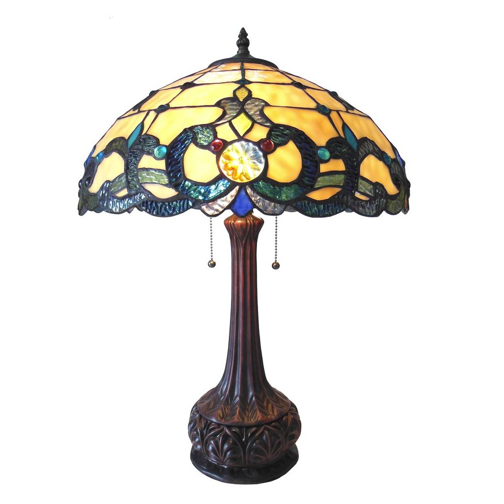 DOUTZEN Tiffany-style 2 Light Victorian Table Lamp 18" Shade