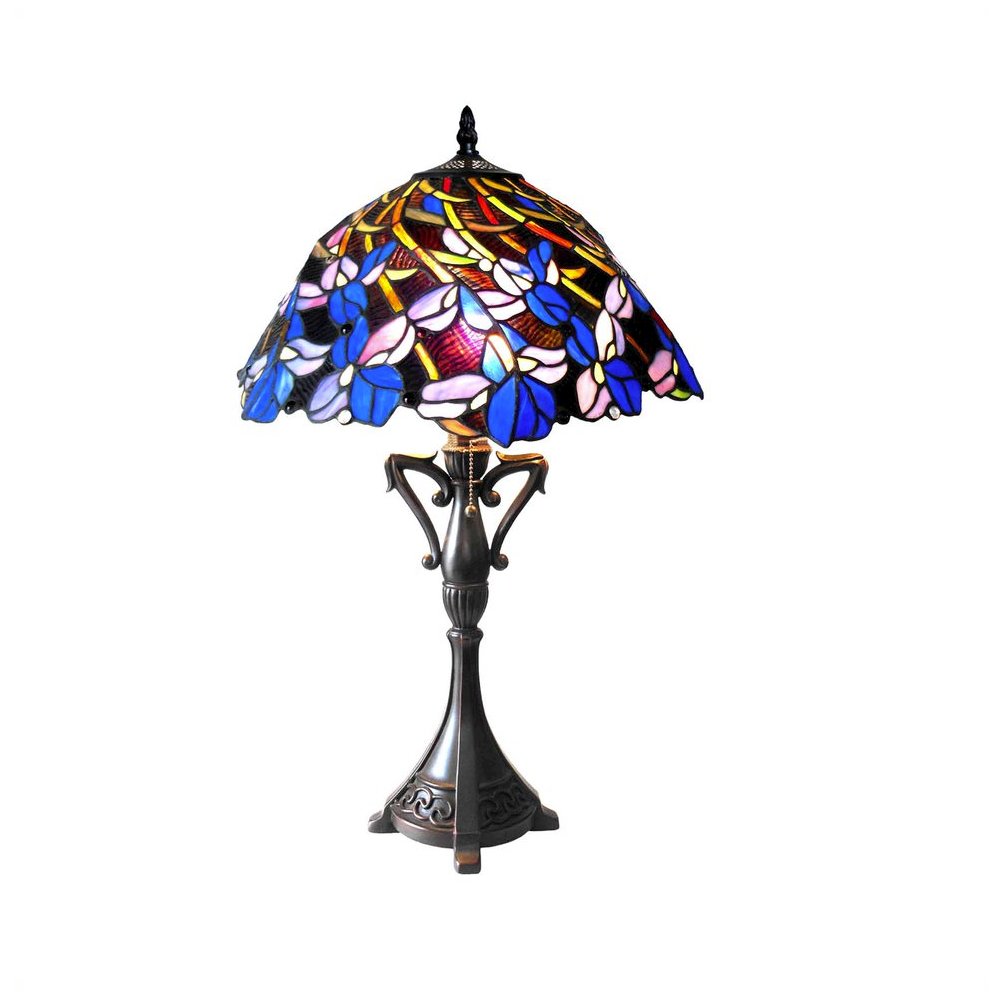 NATALIE Tiffany-style 2 Light Iris Table Lamp 19" Shade