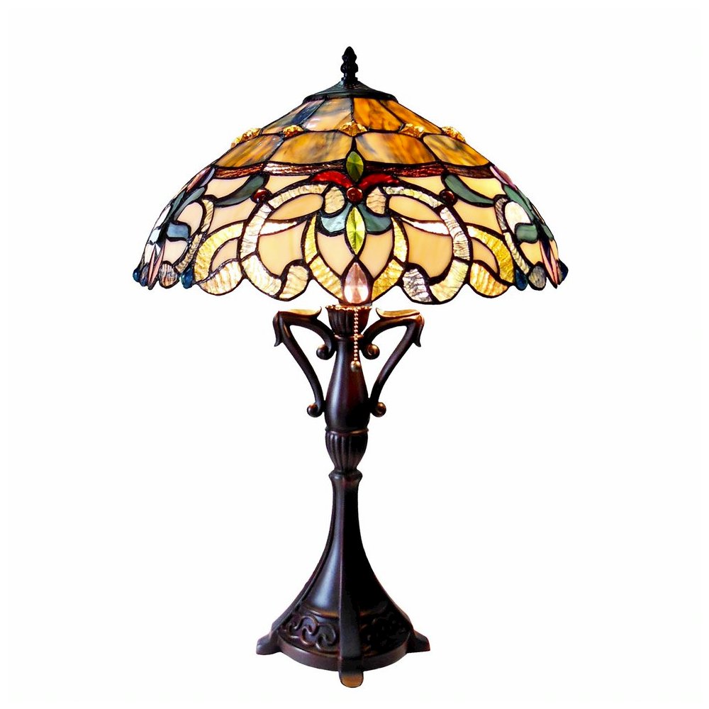NORA Tiffany Style Victorian 2 Light Table Lamp 18" Shade