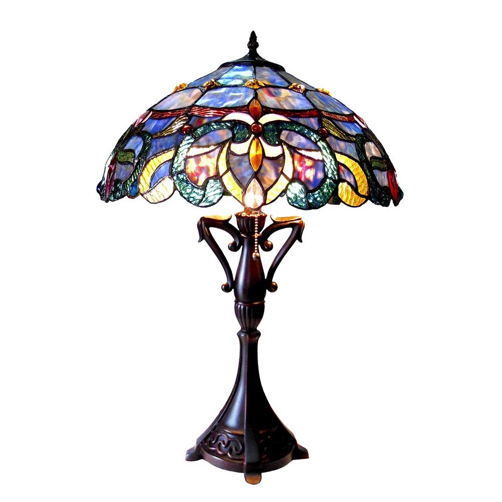 NORA Tiffany Style Victorian 2 Light Table lamp 18" Shade