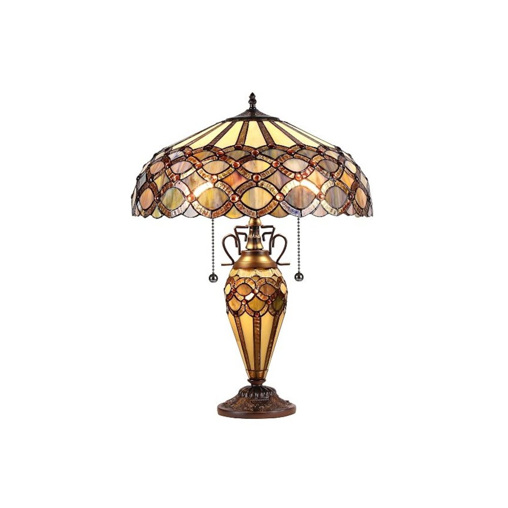 PRISMA Tiffany-style 3 Light Double Lit Table Lamp 18" Shade