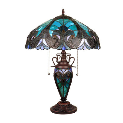 CHLOE Lighting - LIAISON Victorian-Style Antique Dark Bronze 3 Light Double Lit Table Lamp 16" Wide