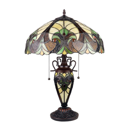 CHLOE Lighting LIAISON Victorian-Style Antique Dark Bronze 3 Light Double Lit Table Lamp 16" Wide