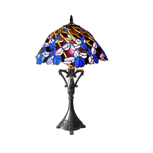 NATALIE Tiffany-style 2 Light Iris Table Lamp 19" Shade